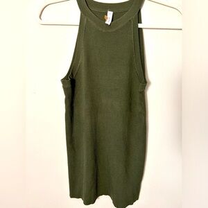 Wishlist Ribbed Tank in Dark Green High Neck